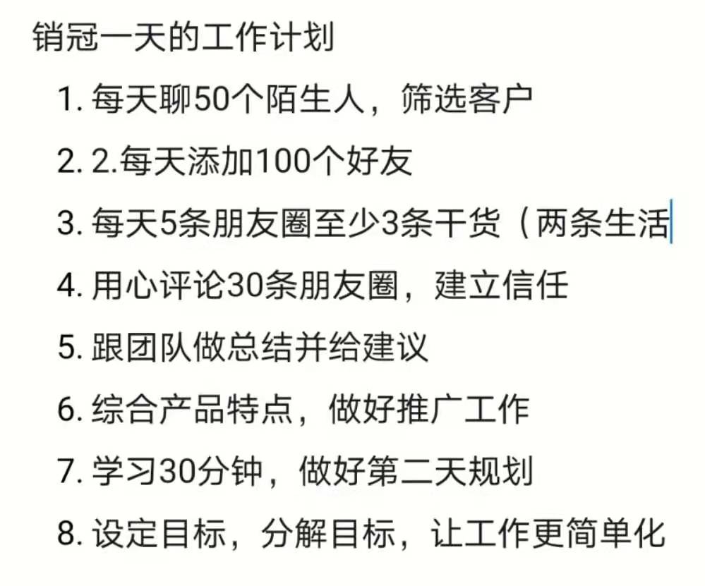 销售冠军  一天的计划